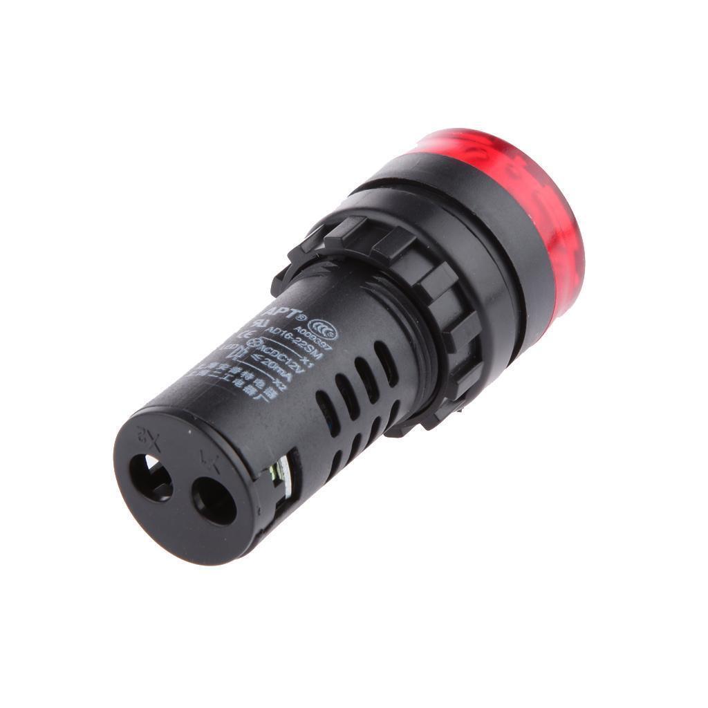 LED Flash Alarm Indicator Signal Lamp with Buzzer 22SM 12V Red