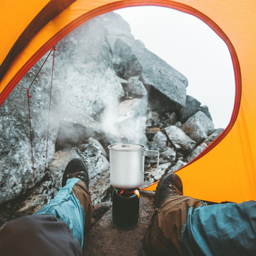 600ml Titanium Camping Mug Cup Travel Wild Survival Tourist Picnic Utensils