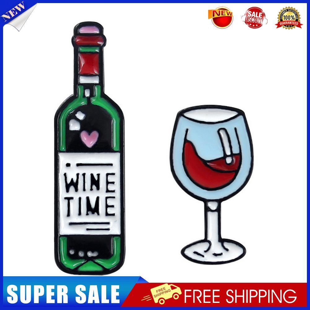 2x Red Wine Glass Bottle Lapel Badges Women Men Fashion Jewelry Brooch Pin