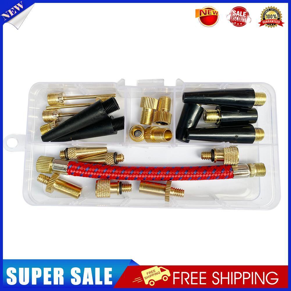 21pcs Valve Connector Foot Ball Airbed Bicycle Tyre Pump Adapter Set Kit