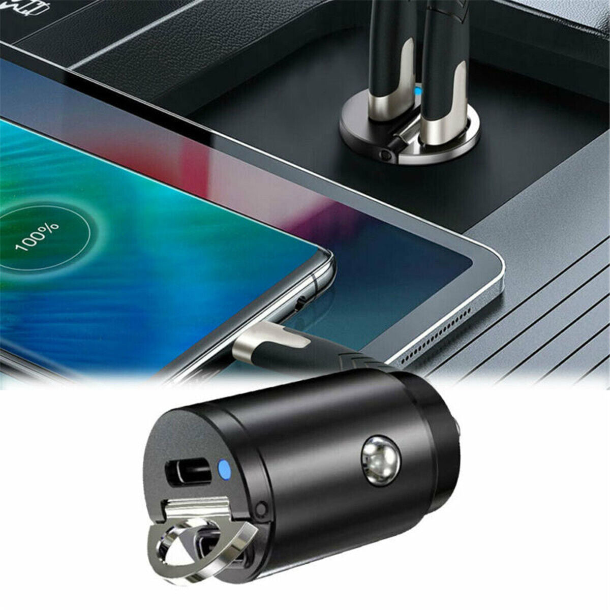 Mini Dual USB Type-C PD Car Phone Charger Adapter 30W Fast Charging Accessories