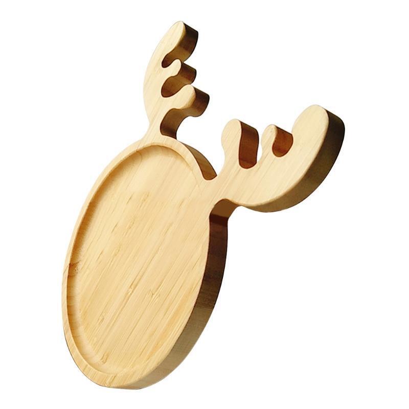 Wooden Deer Shape Refreshment Tray Fruit Tray Dessert Snack Plate Japanese Style