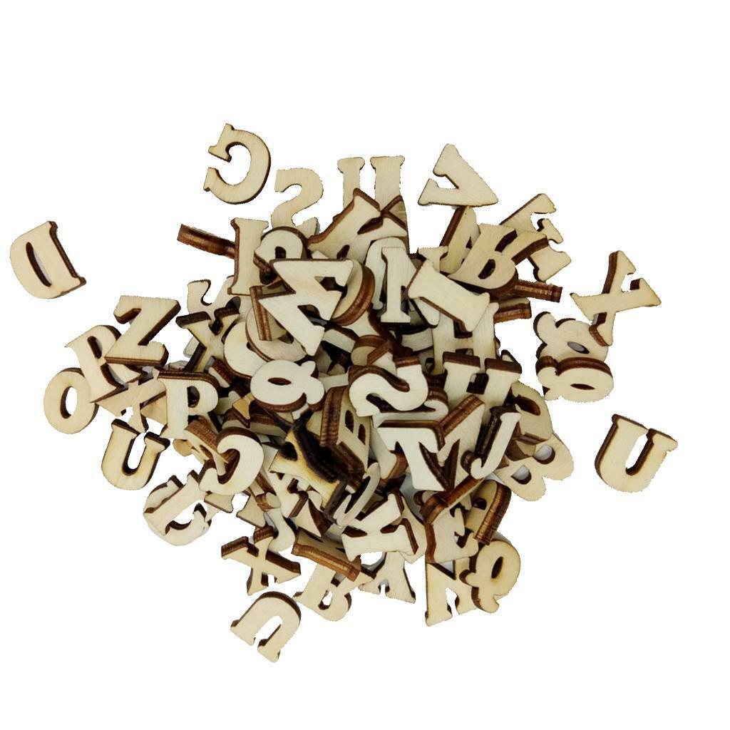100 Pieces Blank Wooden  Letters Alphabet Embellishments for Crafts