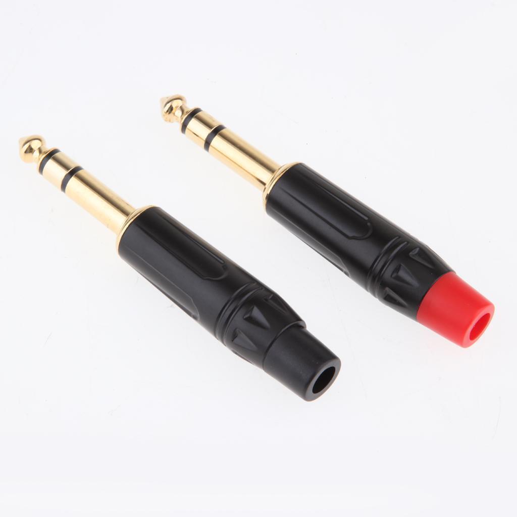 2x 6.5 Mm 3 Pole Repair Microphone Audio Solder Socket Connector