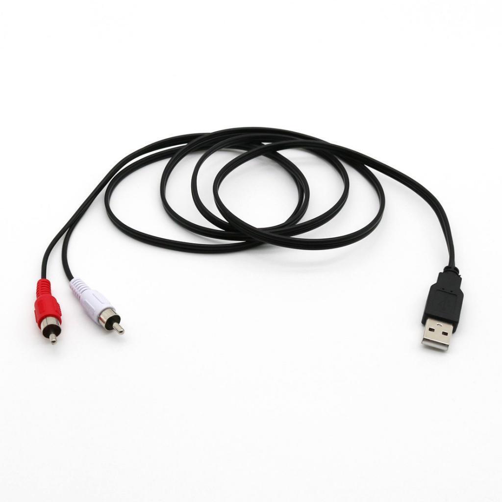 USB 2.0 Male to 2 RCA Male Video/Audio Splitter Adapter Cable 1.5m