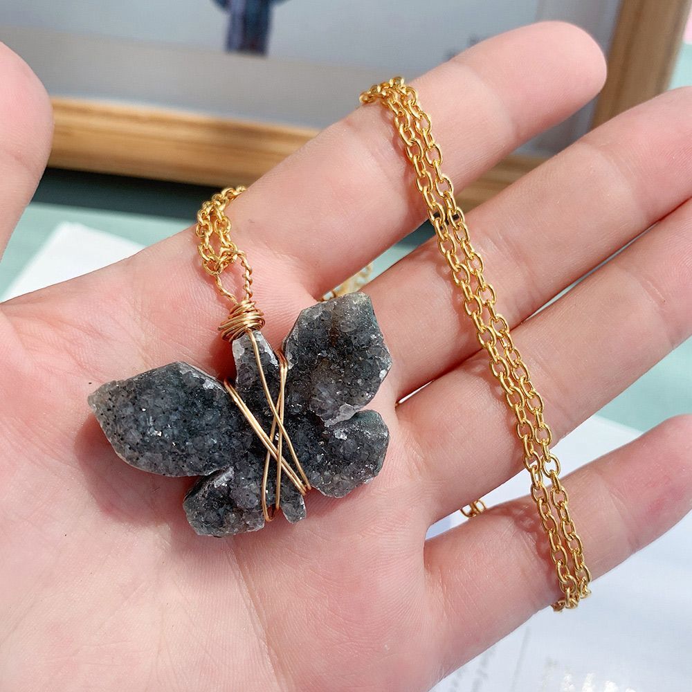 Necklace Pendant Crystal Crafts Jewelry Accessories Natural Amethyst Cluster