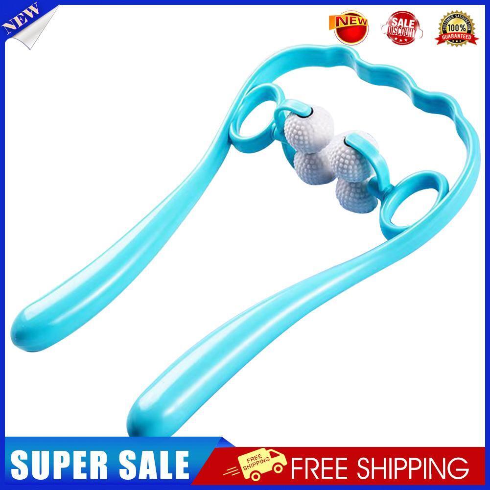 4 Ball Neck Pain Relief Massager Dual Trigger Therapy Hand Roller (Blue)
