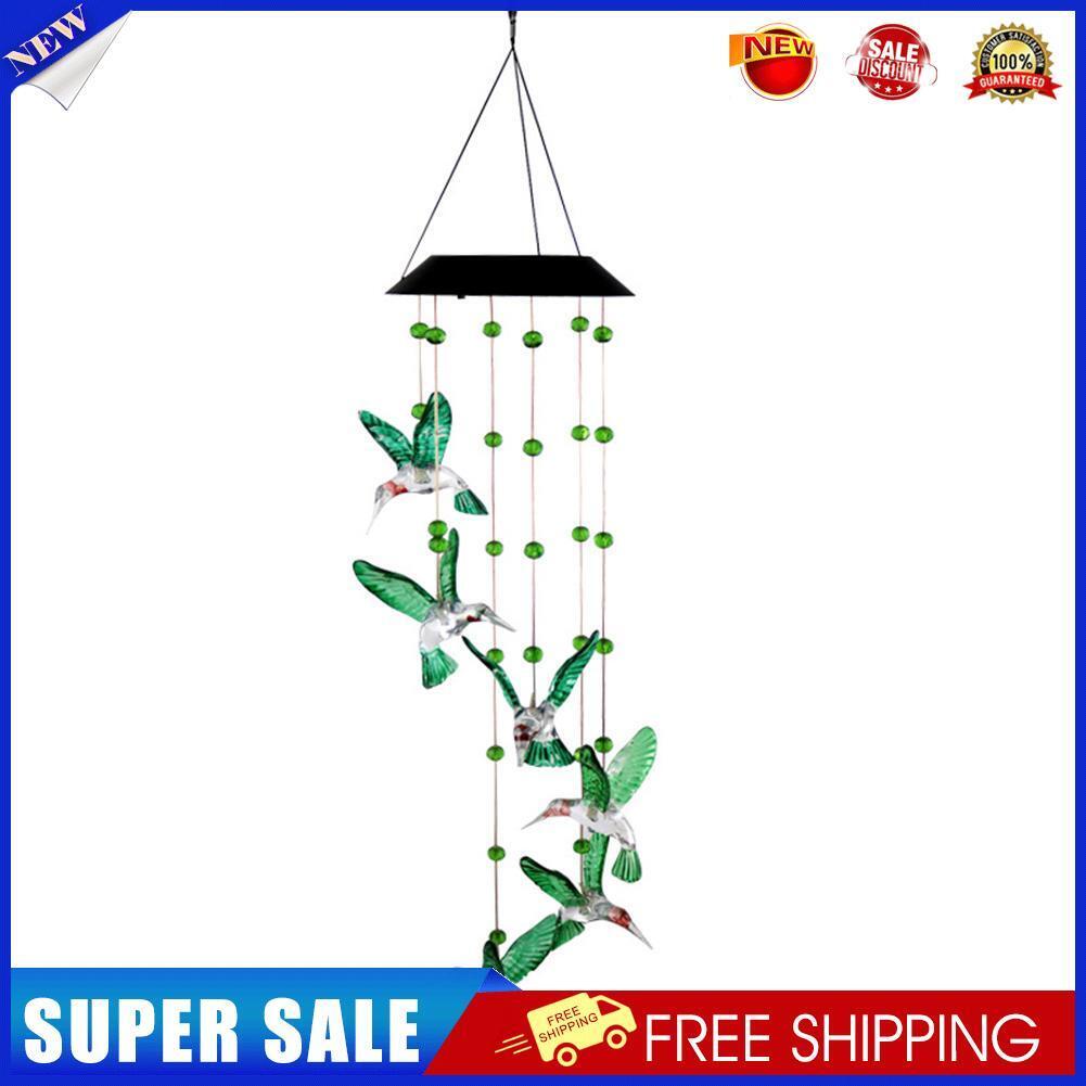 LED Solar Wind Bell Hummingbird Hanging Ornaments Outdoor Garden Wind Chime