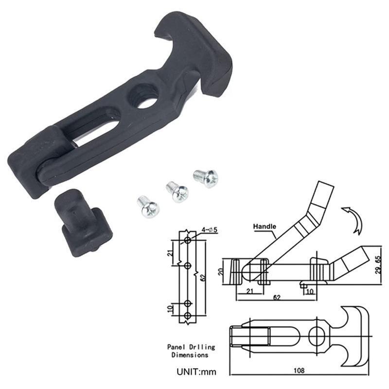 Rubber Flexible Draw Latches with Brackets T-handle Hasp Draw Latch 2 PCS