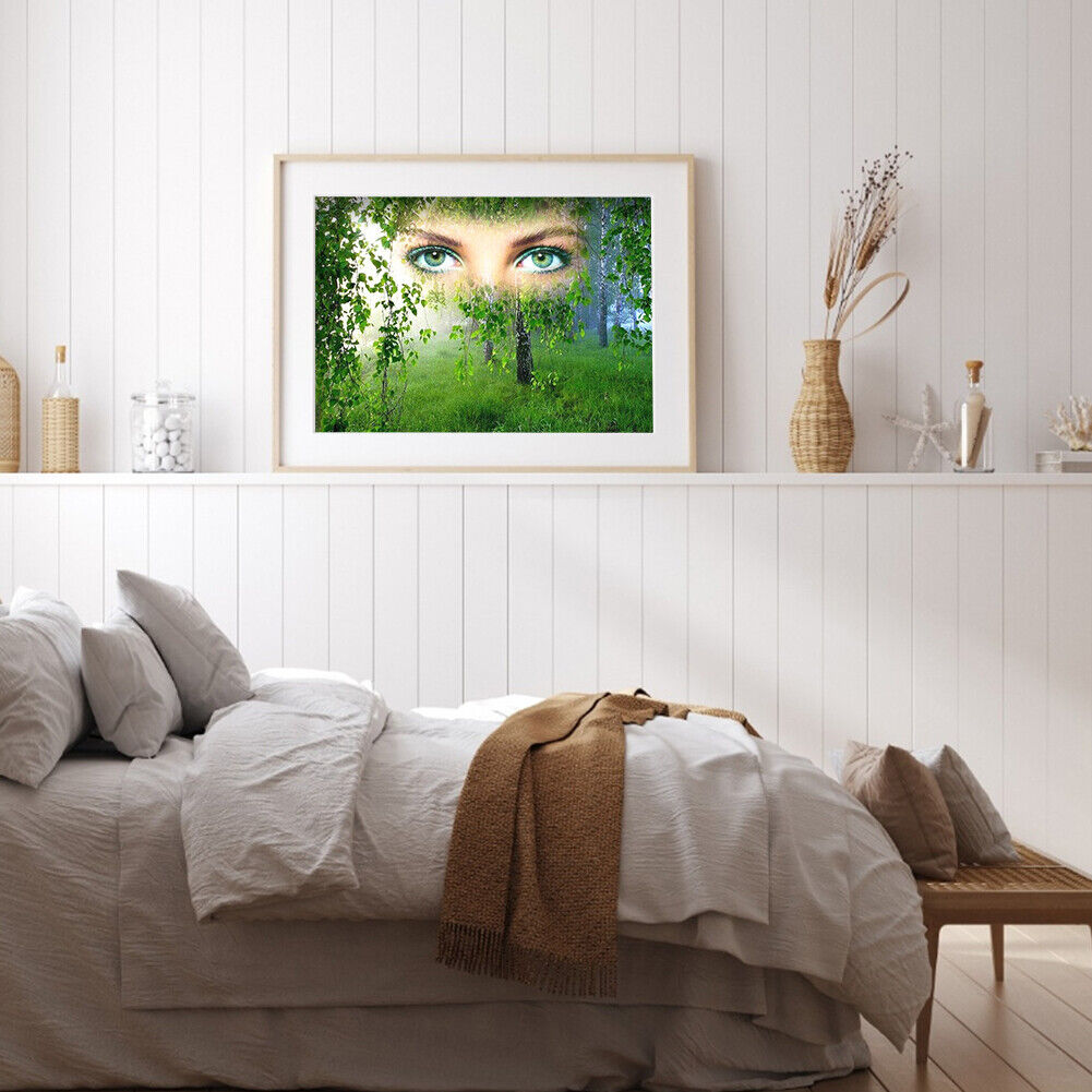 5D Diamond Painting DIY Green Forest Eyes Kit Full Drill Art Home Pictures