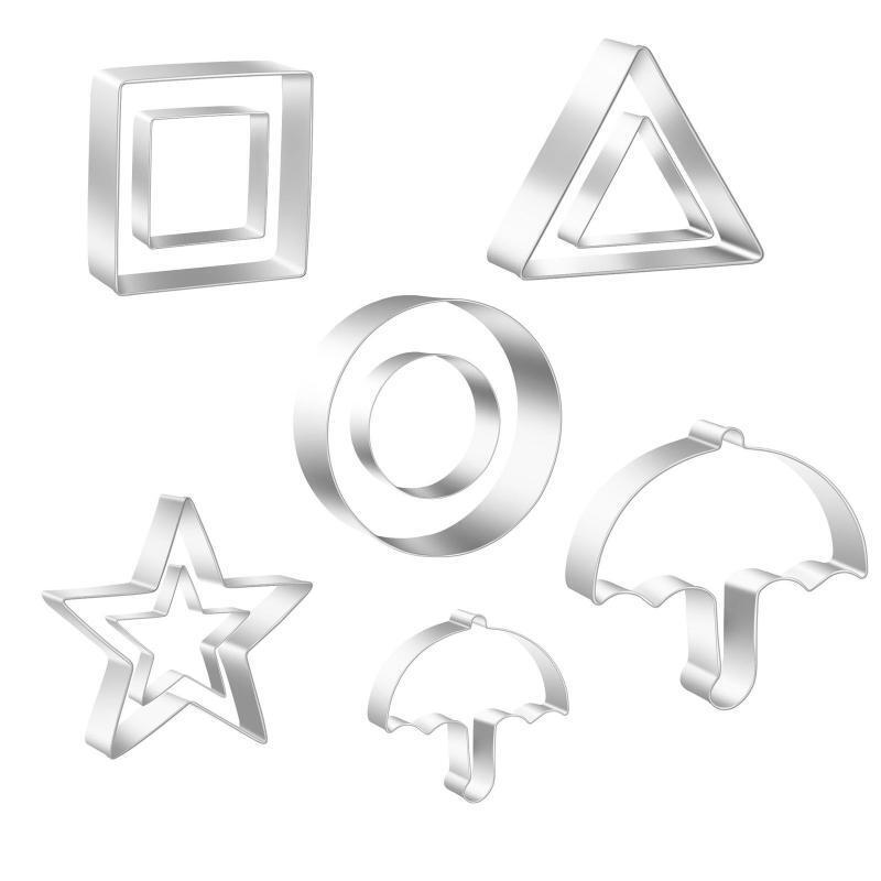 Metal Cookie Cutters Set Triangle Circle Star Umbrella Square 10 Pieces