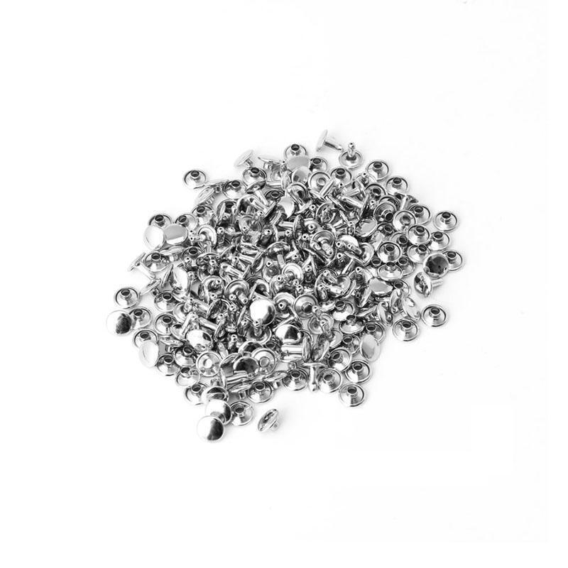 100x Double Cap Rivet Tubular Metal Leather Craft Repairs Studs Punk Spike Decor