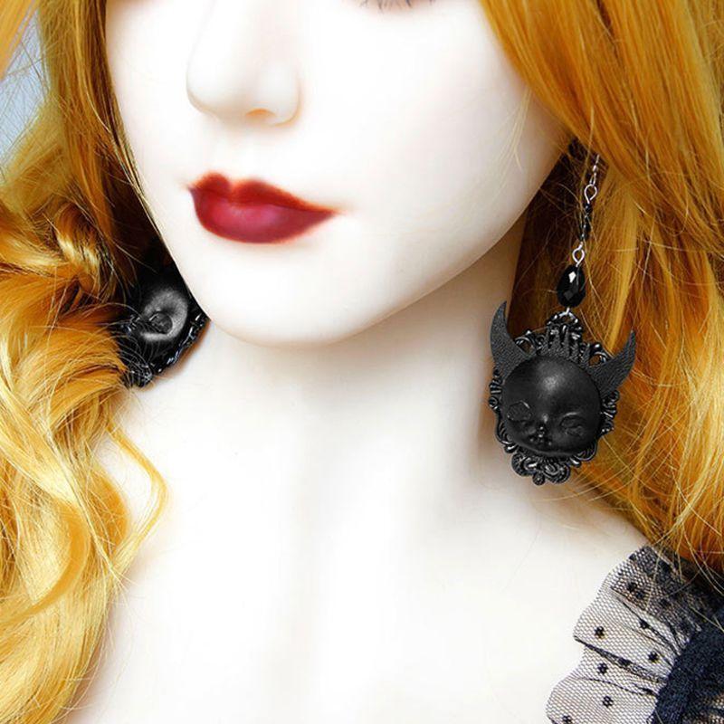 All-match Gothic Black Lolita Dangle Earrings Devil Death Earring for Girlfriend