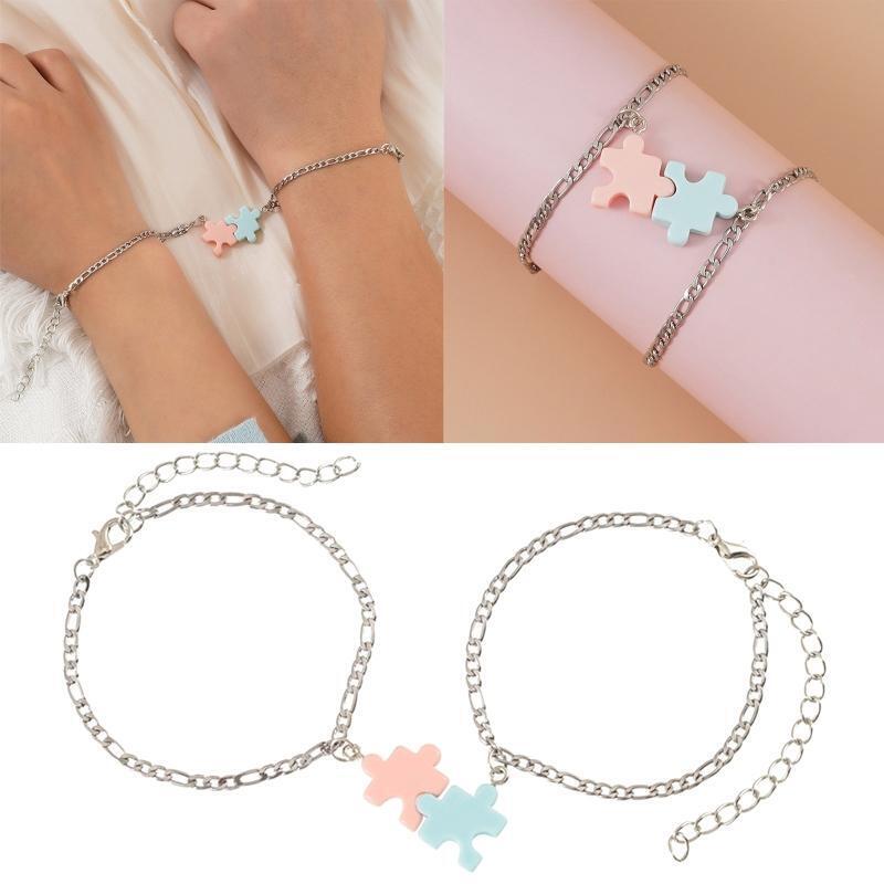Building Blocks Couple Bracelet Splicing Bracelets Birthday Gift for Women Girls