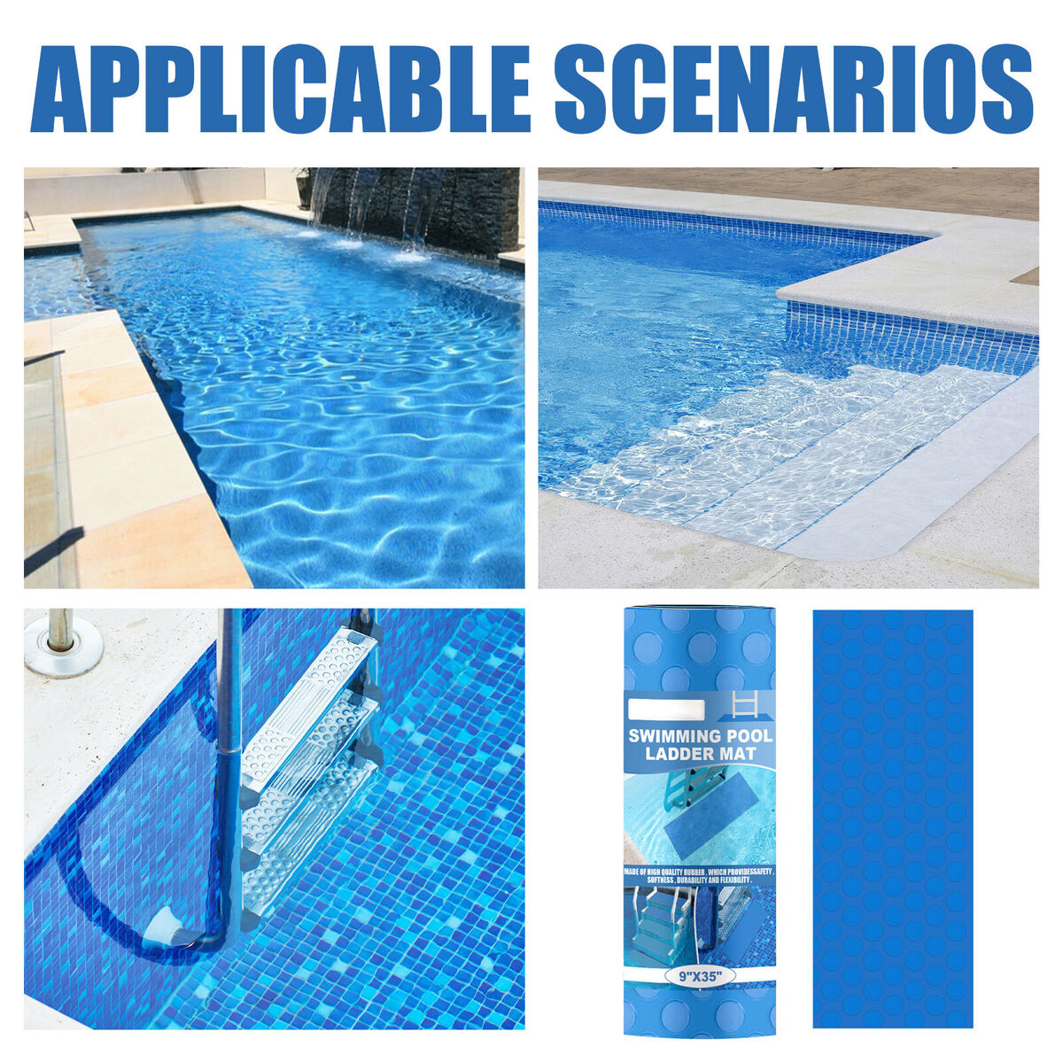 Flexible Swimming Pool Ladder Mat - Wear-resistant & Non-slip Pool Step Pad