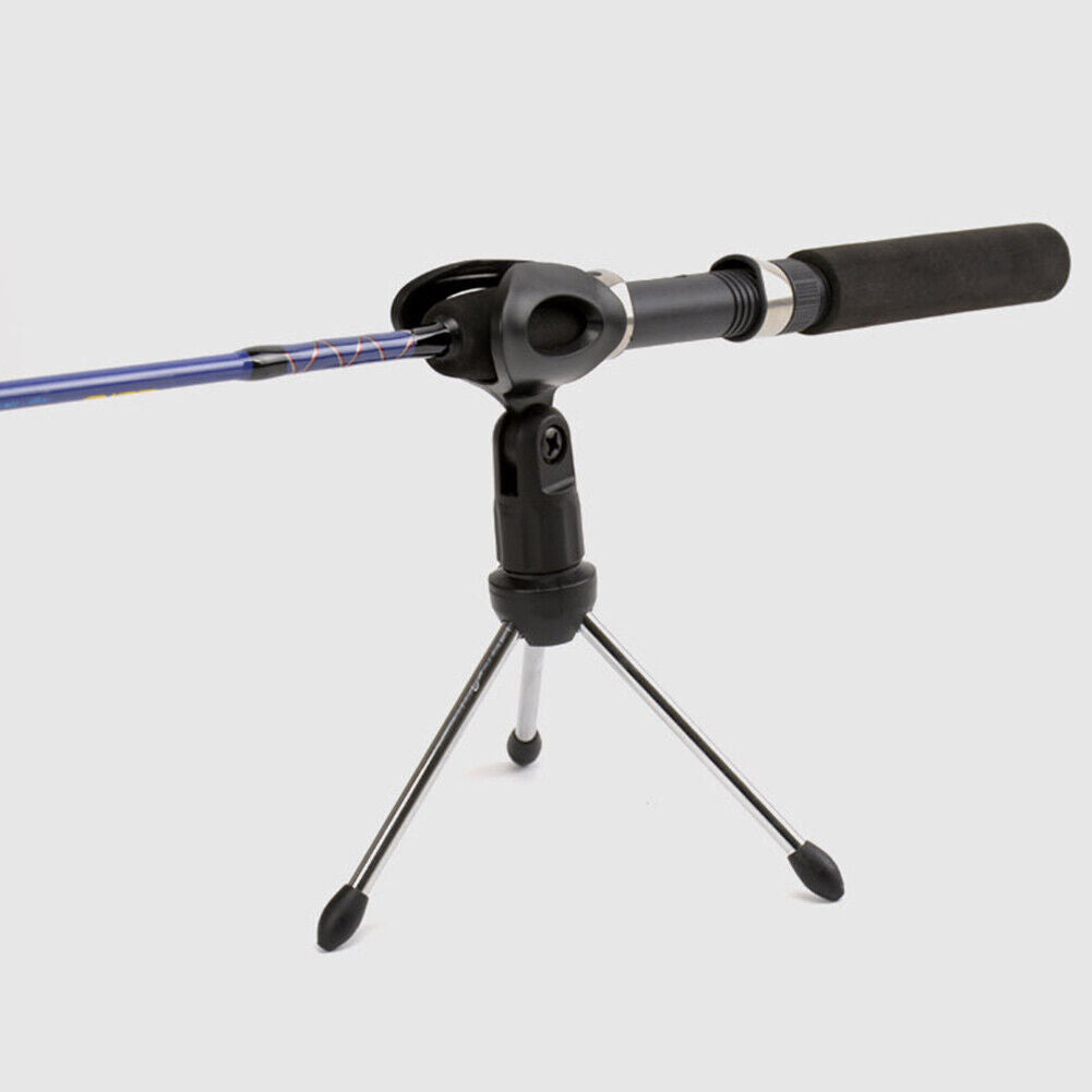 Winter Ice Fishing Rod Bracket Folding Fish Pole Torch Tripod Holder Stand