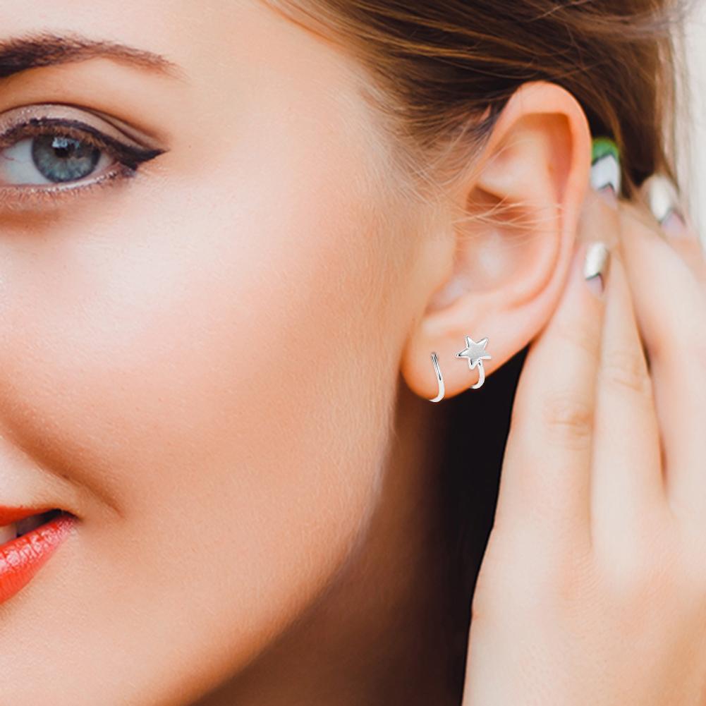 1pc Fashion Stud Earrings Women Korean Style Ear Studs Jewelry Gifts (Star)