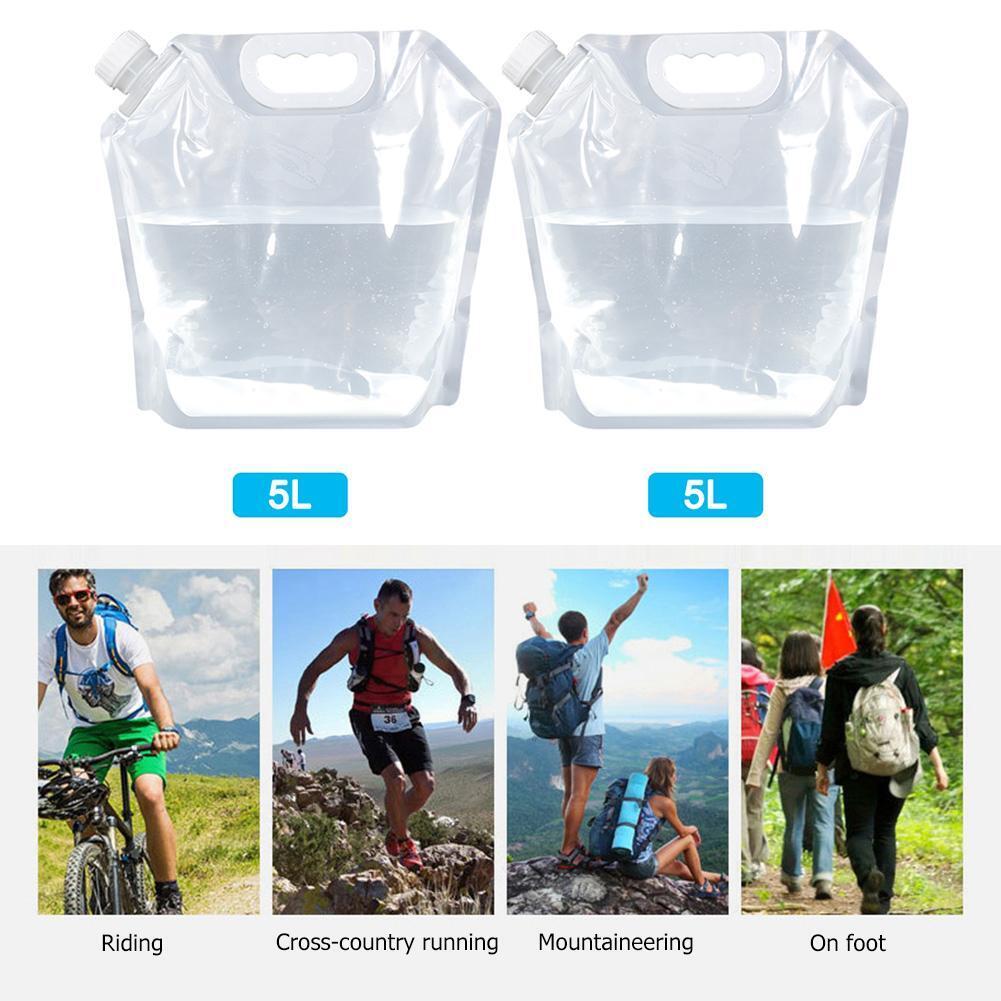 4x PVC Transparent Foldable Water Container Collapsible Water Bags (5L)