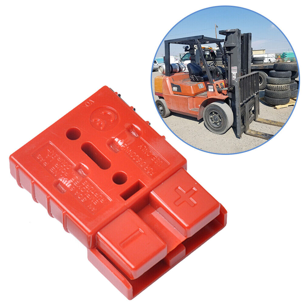 50A Battery Charging Bipolar Plug with Terminals Portable Connector (Red)
