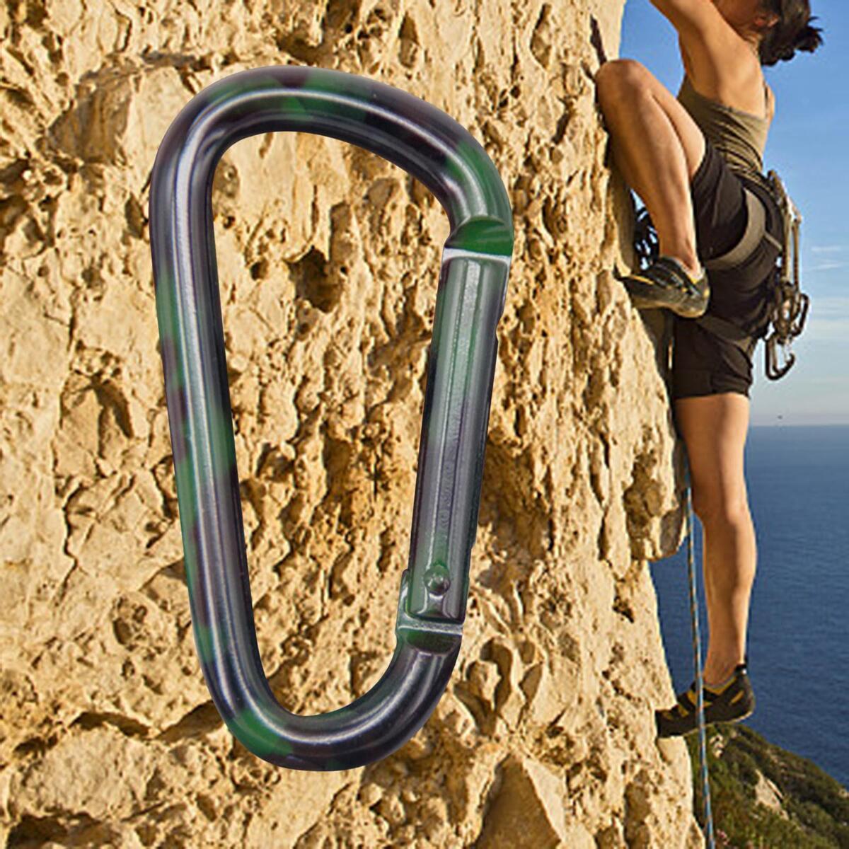 Aluminum Alloy Carabiner Clip Snap Hook Keyring D Shaped for Camping Outdoor