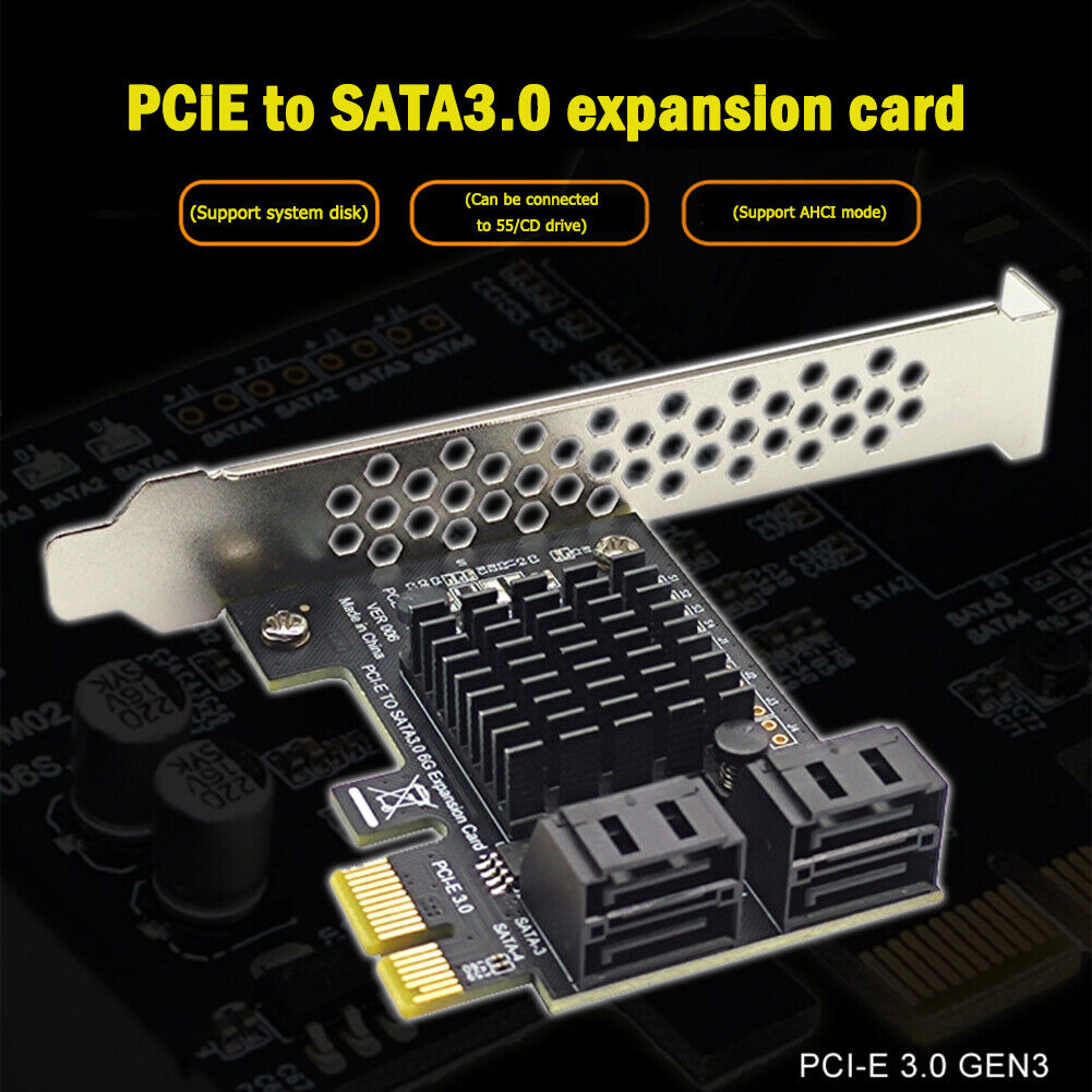 4 Port SATA PCIe Expansion Card 6Gbps SATA to PCI-e 1X 4X Hard Disk Adapter