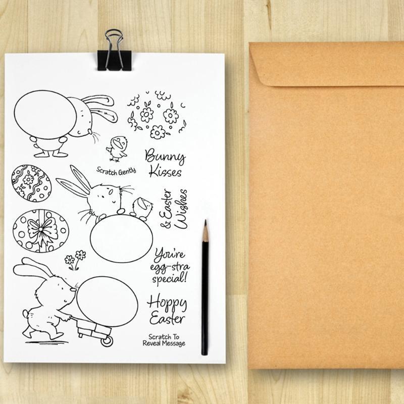 Happy Easter Egg Rabbit Silicone Clear Seal Stamp DIY Scrapbooking Stamps Decor