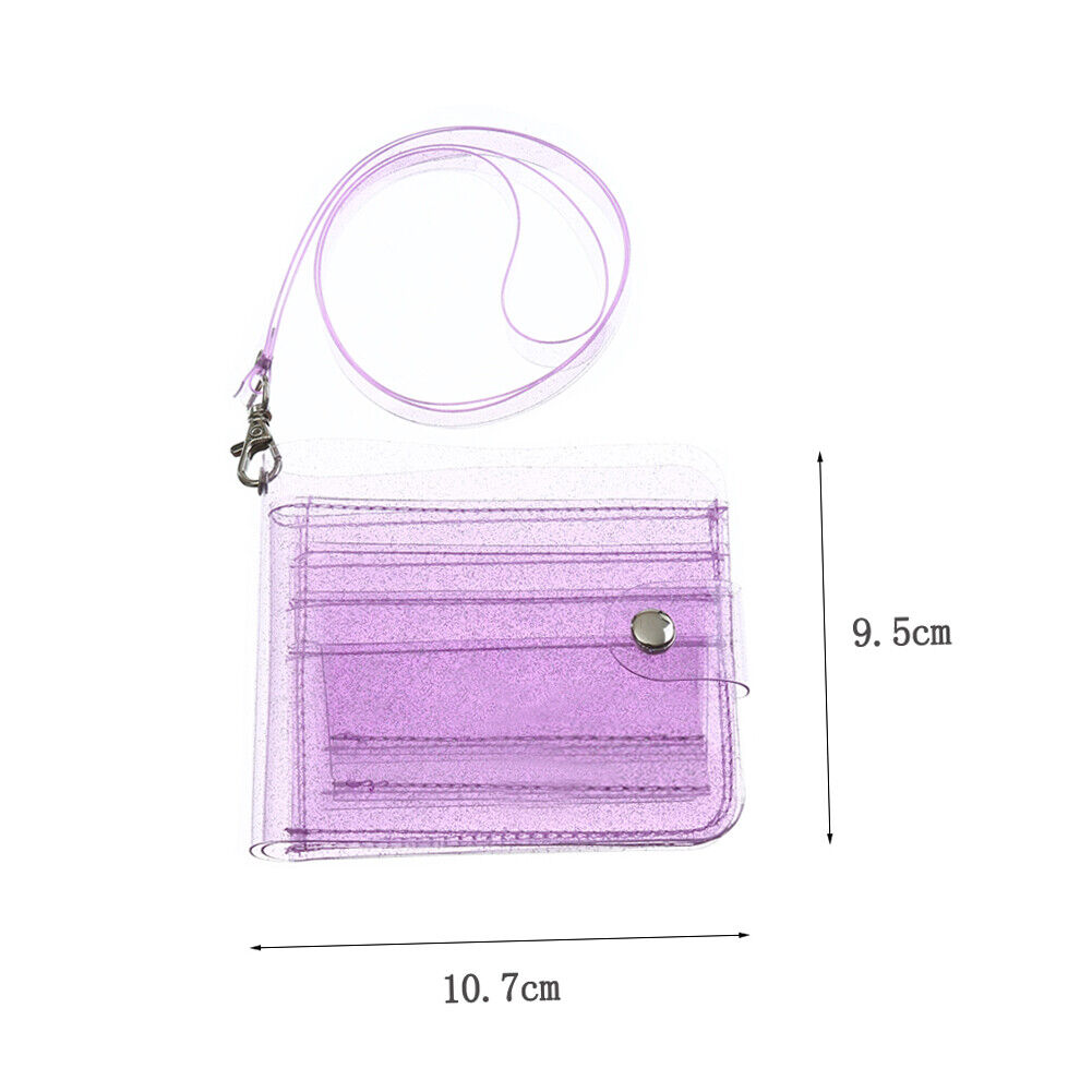 Transparent Purse Women PVC Clear Short Purse Wallet Card Holder (Purple)