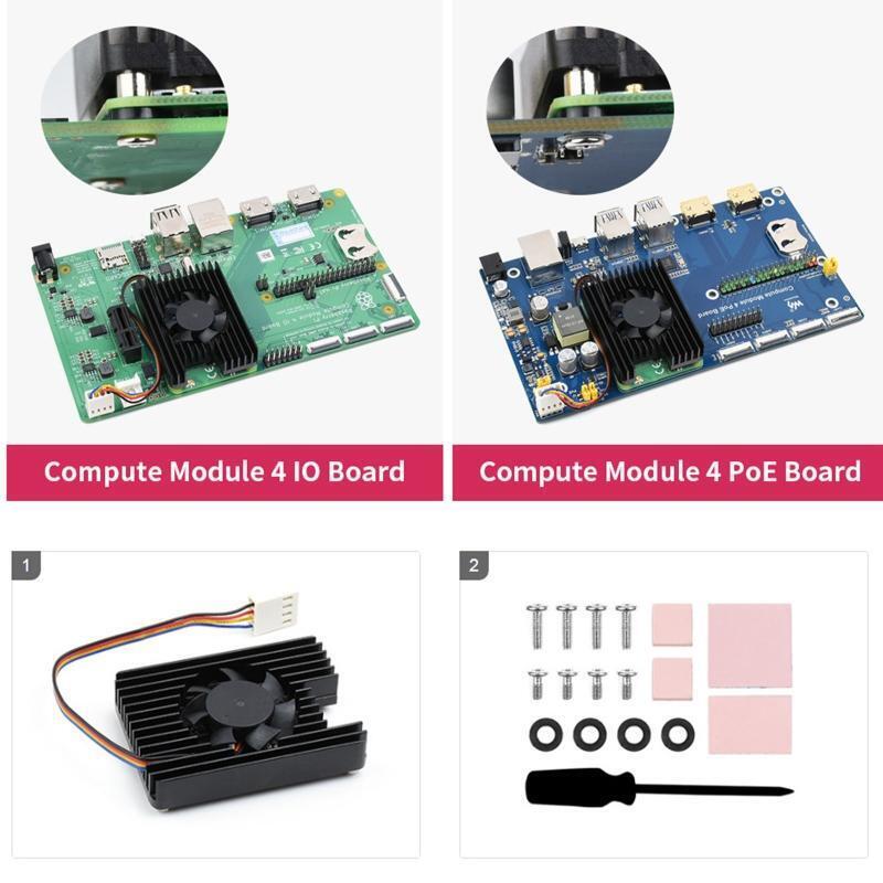 CM4 Embedded Heatsink Cooler Radiator PWM Fan for Raspberry Pi 3 B Computer CM4
