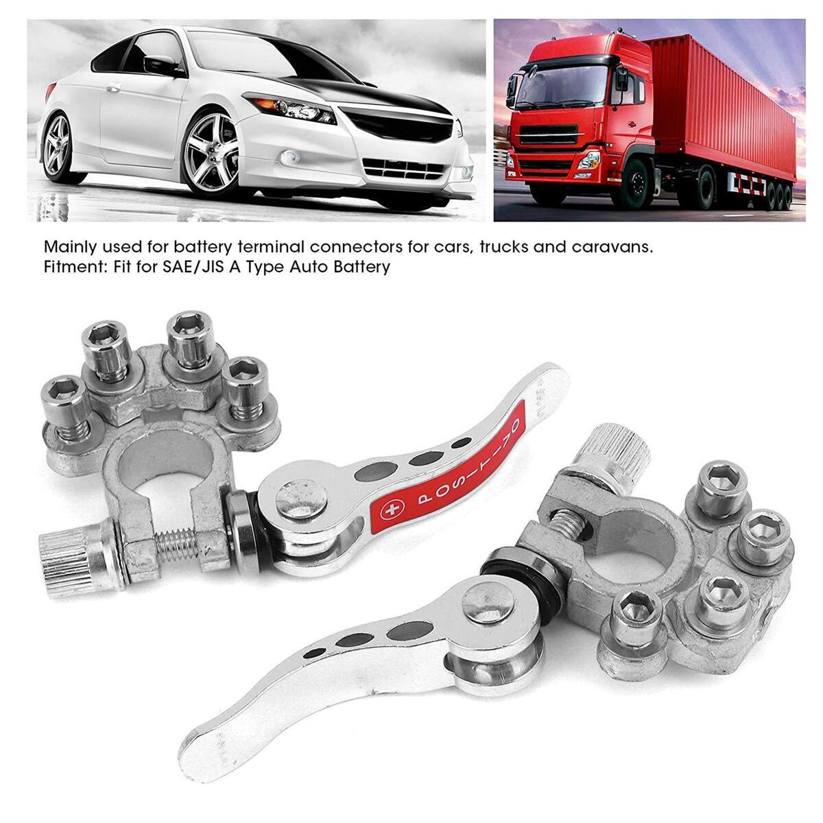2pcs Car Battery Copper Terminal Connectors for SAE / JIS