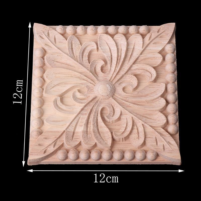 Flower Wood Carved Corner Onlay Applique Furniture Unpainted Cabinet Decoration