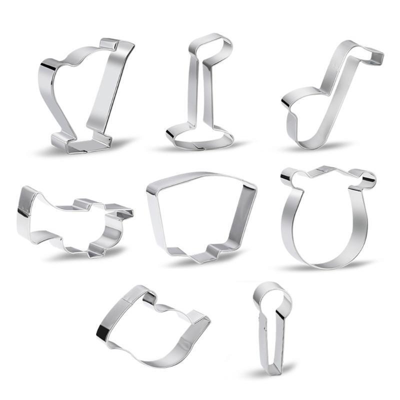 8pcs/set Musical Instrument Stainless Steel Cookie Biscuit Cutter Molds DIY Cake