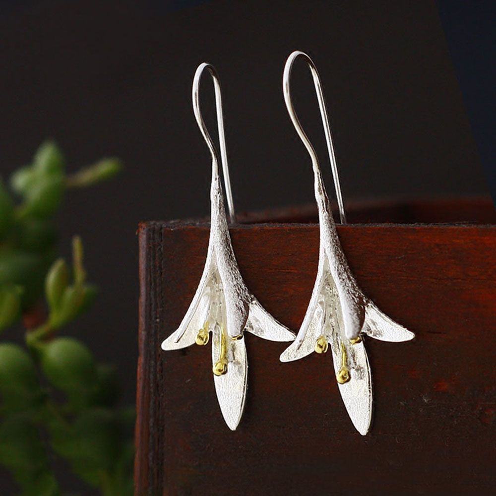Women Drop Earrings Dangle Stud Jewelry Crack Shell Flower Petal Earrings
