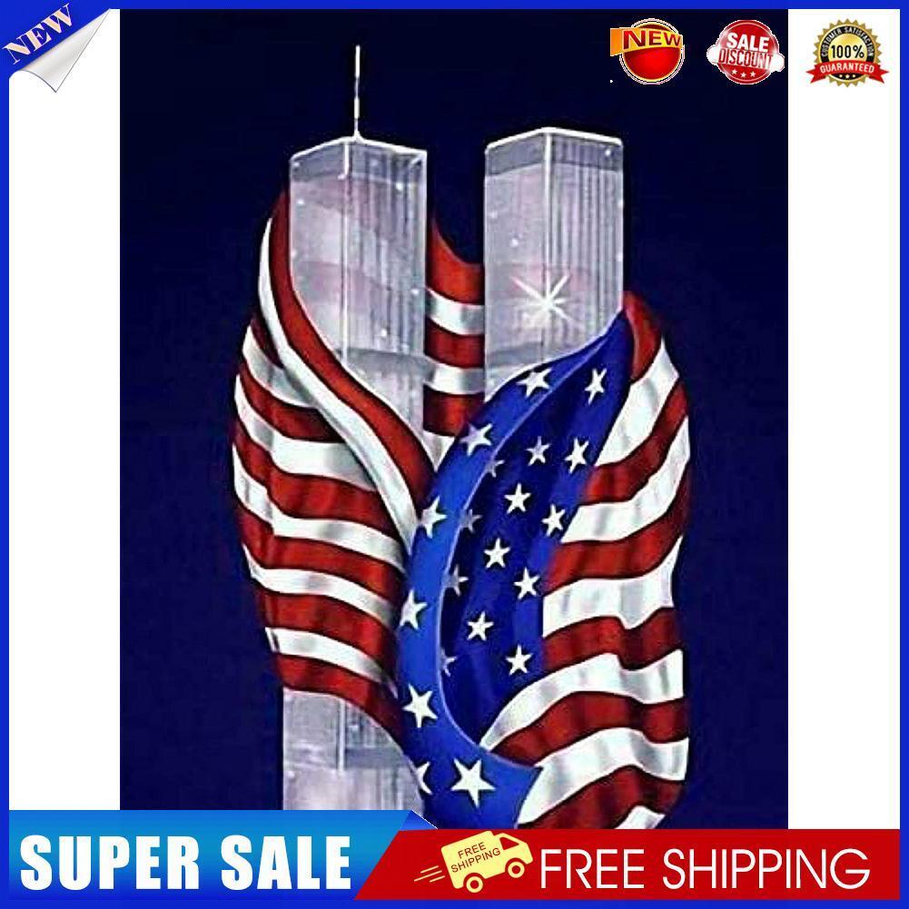 Diamond Painting DIY Flag Twin Tower Full Square Drill Rhinestone Picture