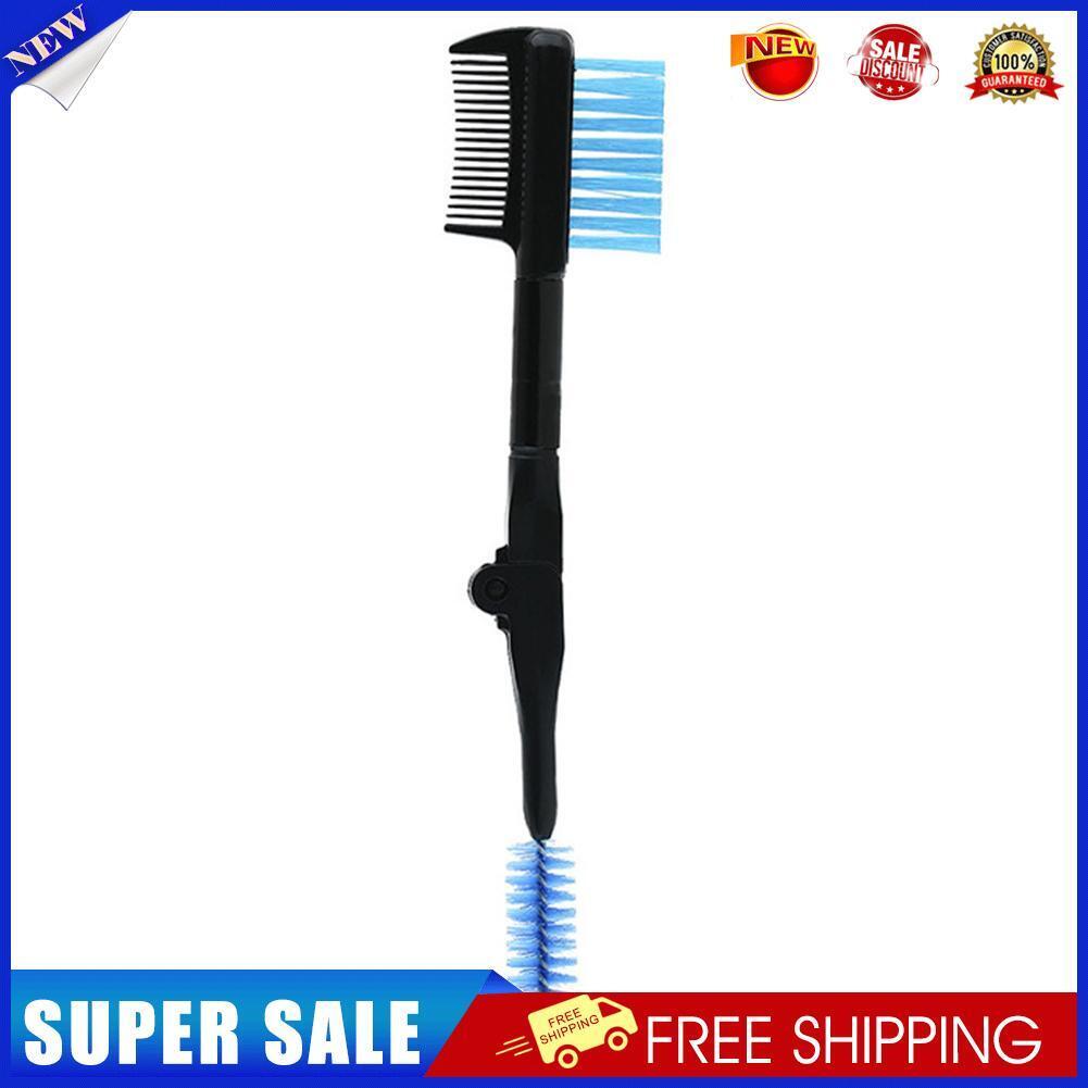 Double-ended Eyebrow Brush Eyelash Brush Comb and Round Comb Teeth (Blue)