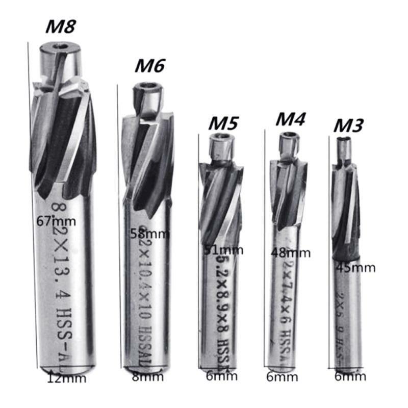 M3 M4 M5 M8 Counterbore Set End Mill High-Speed-Steel Cutter Stainless Steel