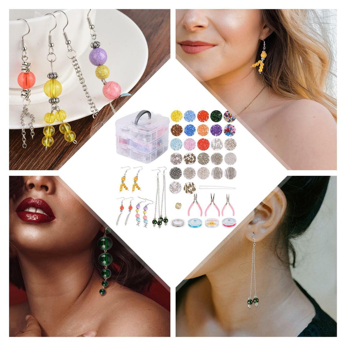 1506x Jewelry Making Supplies Kit Earrings DIY Bracelets Extension Chain