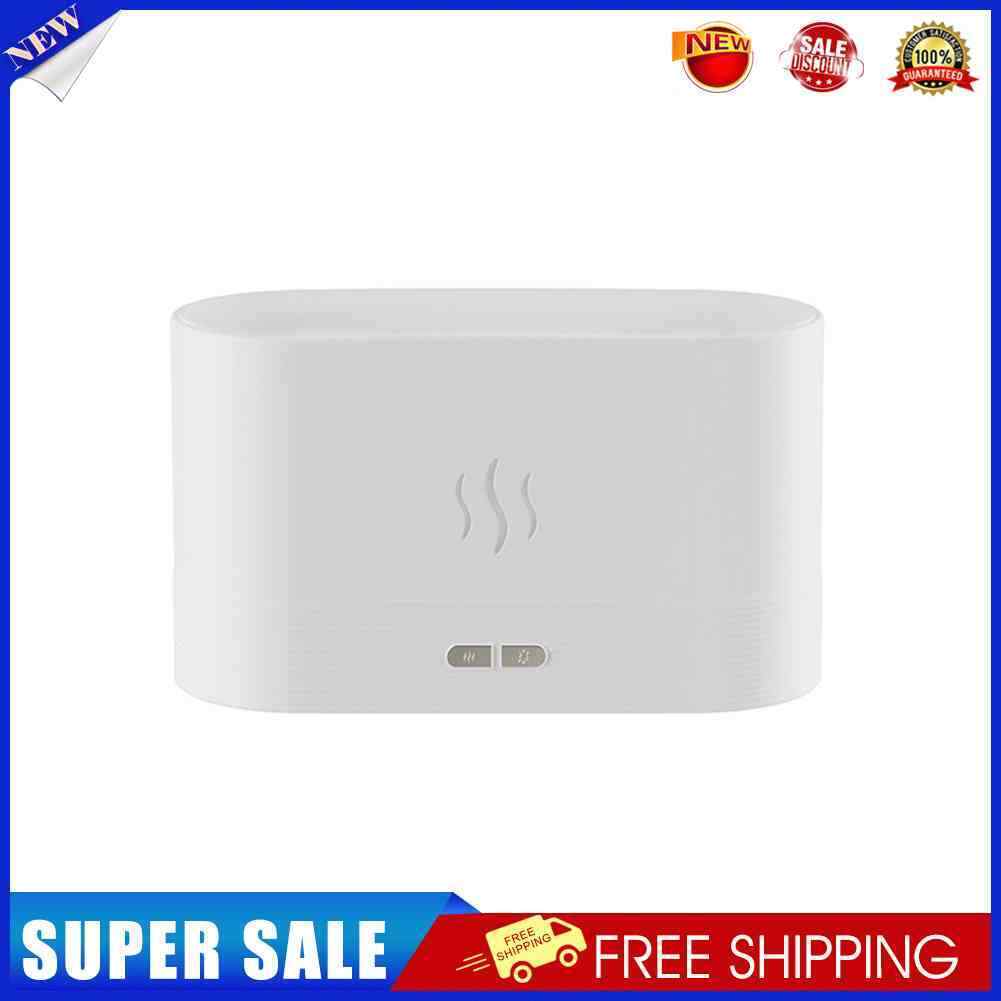 Portable Mute Flame Light Humidifier Aroma Diffuser for Home Office (White)