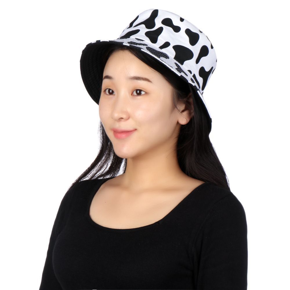 Sun Festival Cow Print Pattern Bucket Hat Summer Hats Fisherman's Caps Cotton