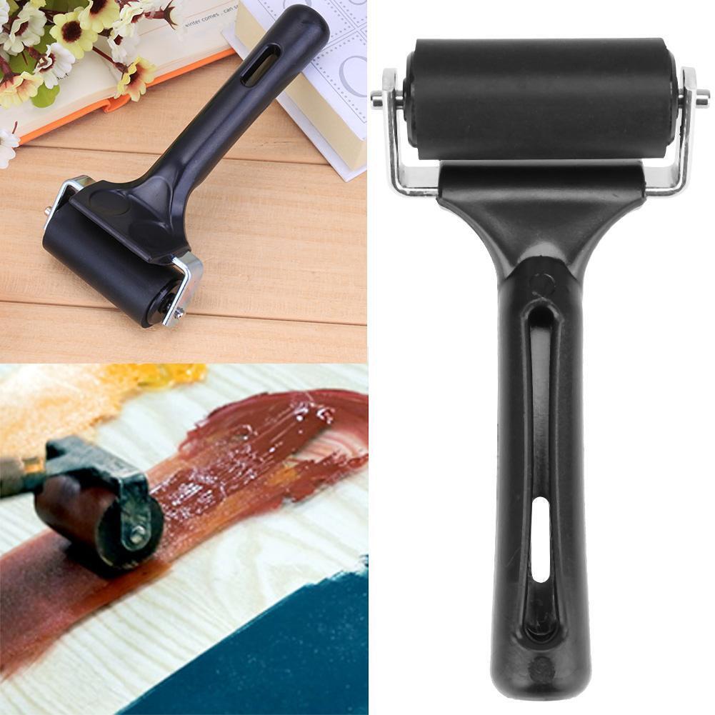 Black Rubber Roller Brush Rubber Roller DIY Painting Craft Tools(6cm)