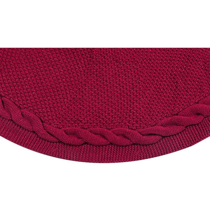 Christmas Tree Skirt Burgundy Red Thick Knitted Mat Xmas Tree Base Cover 48 Inch