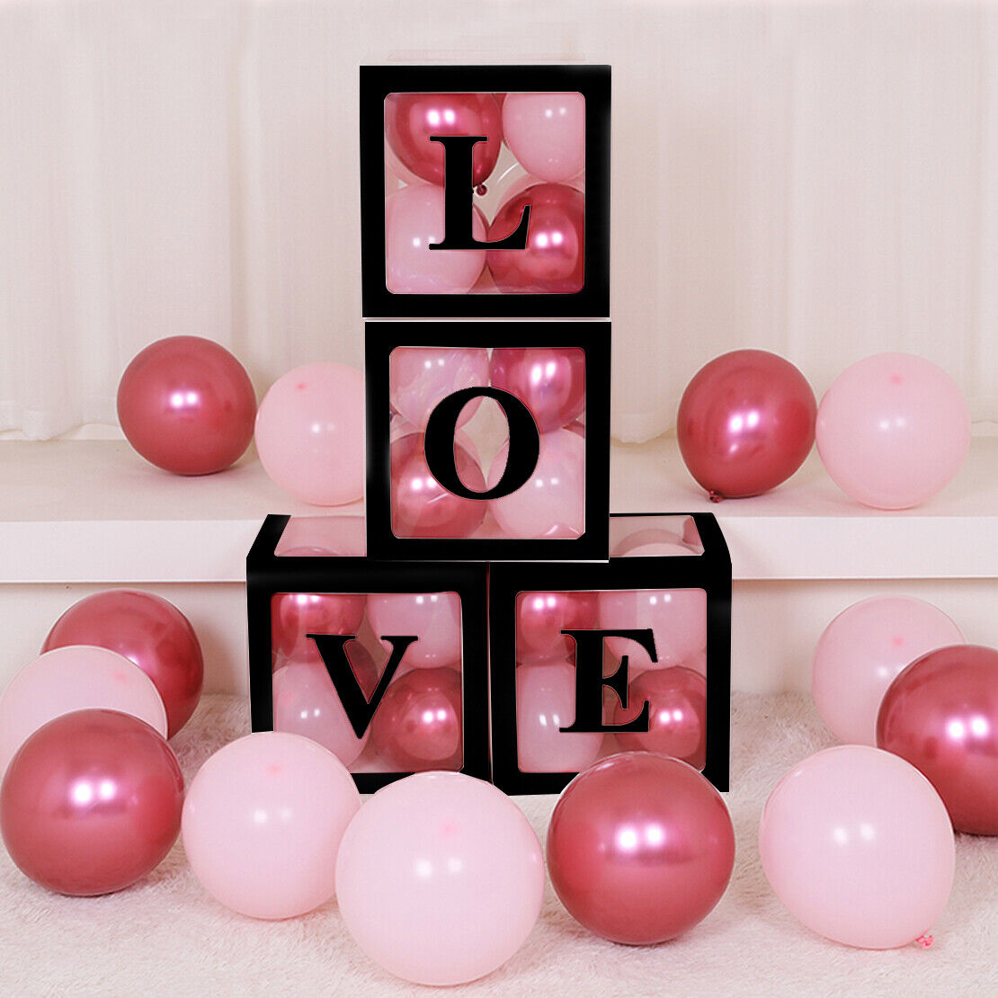 DIY Letter L O V E Cube Balloon Gift Boxes Baby Shower Birthday Party Decor