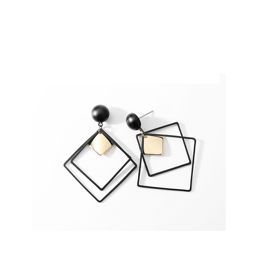 New Accessories Women Jewelry Geometric Earrings Long Black