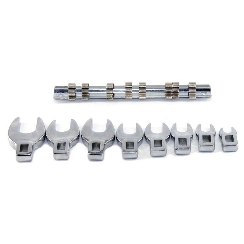 3/8 Drive Crowfoot Wrench Set 8 Pcs Carbon Steel Metric Repair Tool 10-22mm