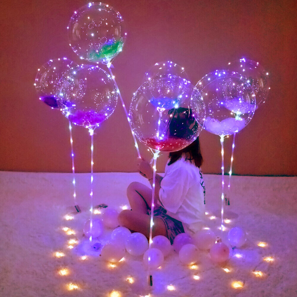 Handle LED Balloon with Stick Festival Party Luminous Clear Bobo Balloons