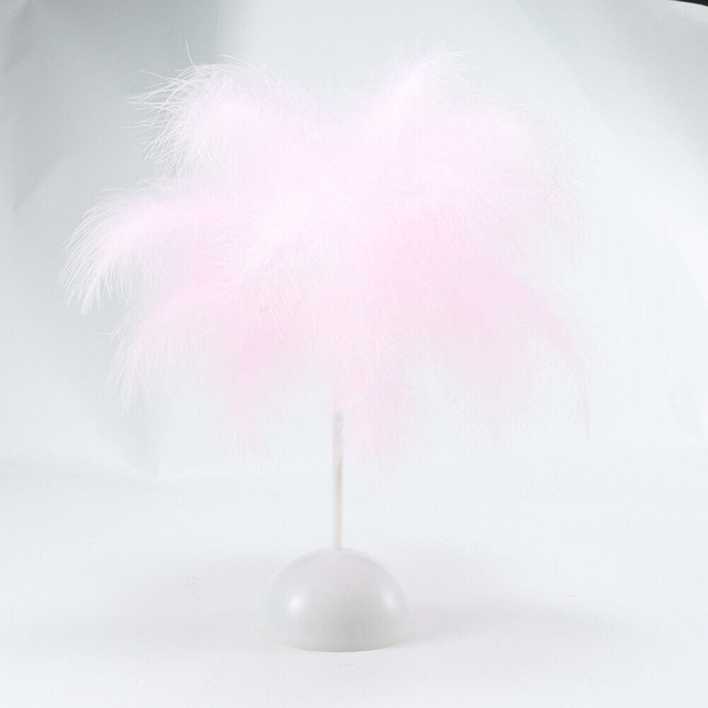 Modern Nordic Feather Light Romantic Atmosphere Lamp Bedside Decor (Pink)