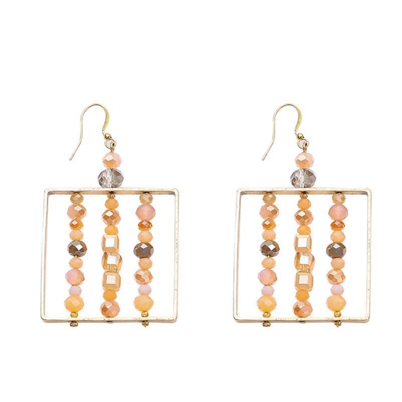 Dangle Hoop Earings Boho Fish Hook Jewelry for Women Handmade Bead Earrings