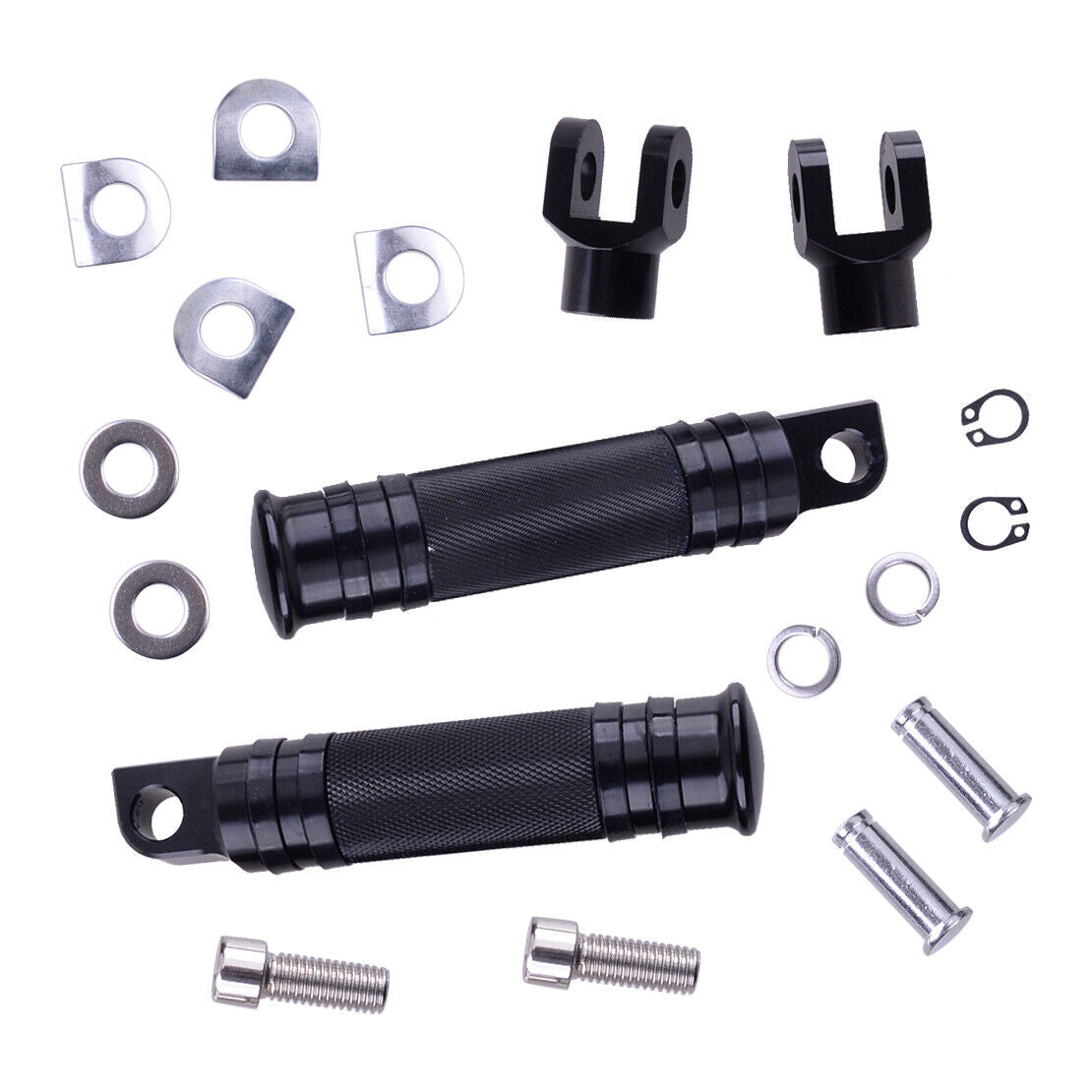 2pcs Black CNC Universal Motorcycle Folding Foot Pegs Rear Pedals Racing Bikes