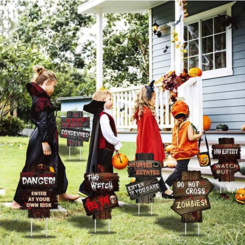Halloween Yard Signs Set of 6 Spooky Night Home Courtyard Pathway Decoration