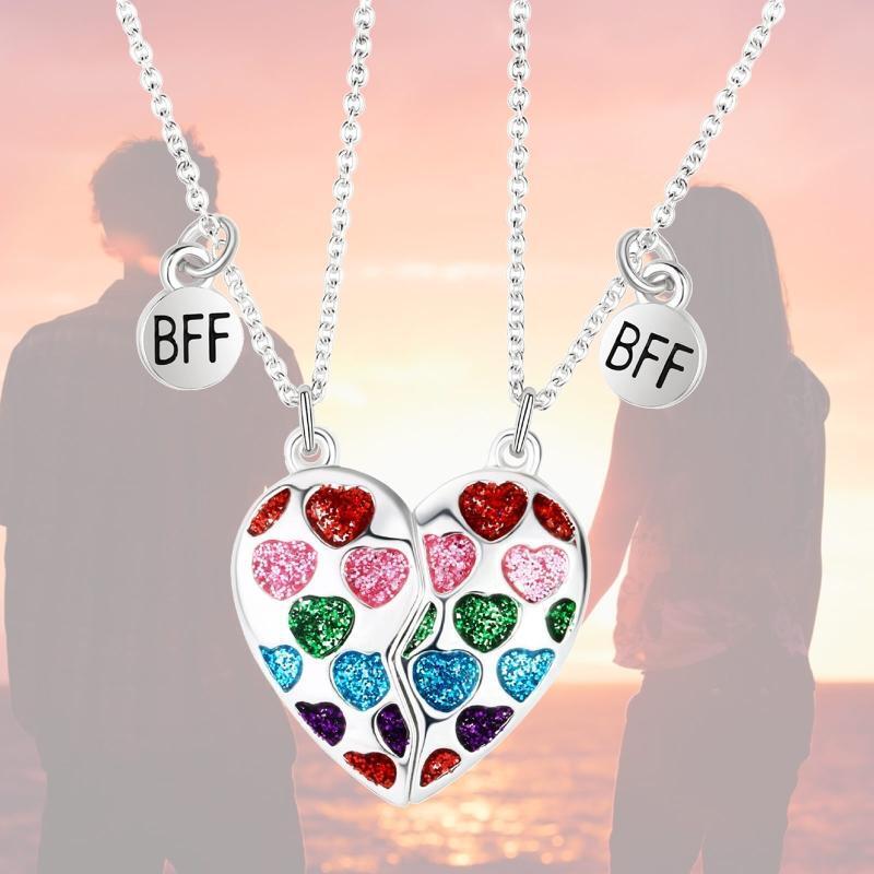 Magnet Matching Couple Necklace Friendship Heart Pendant Charm Chain Necklace