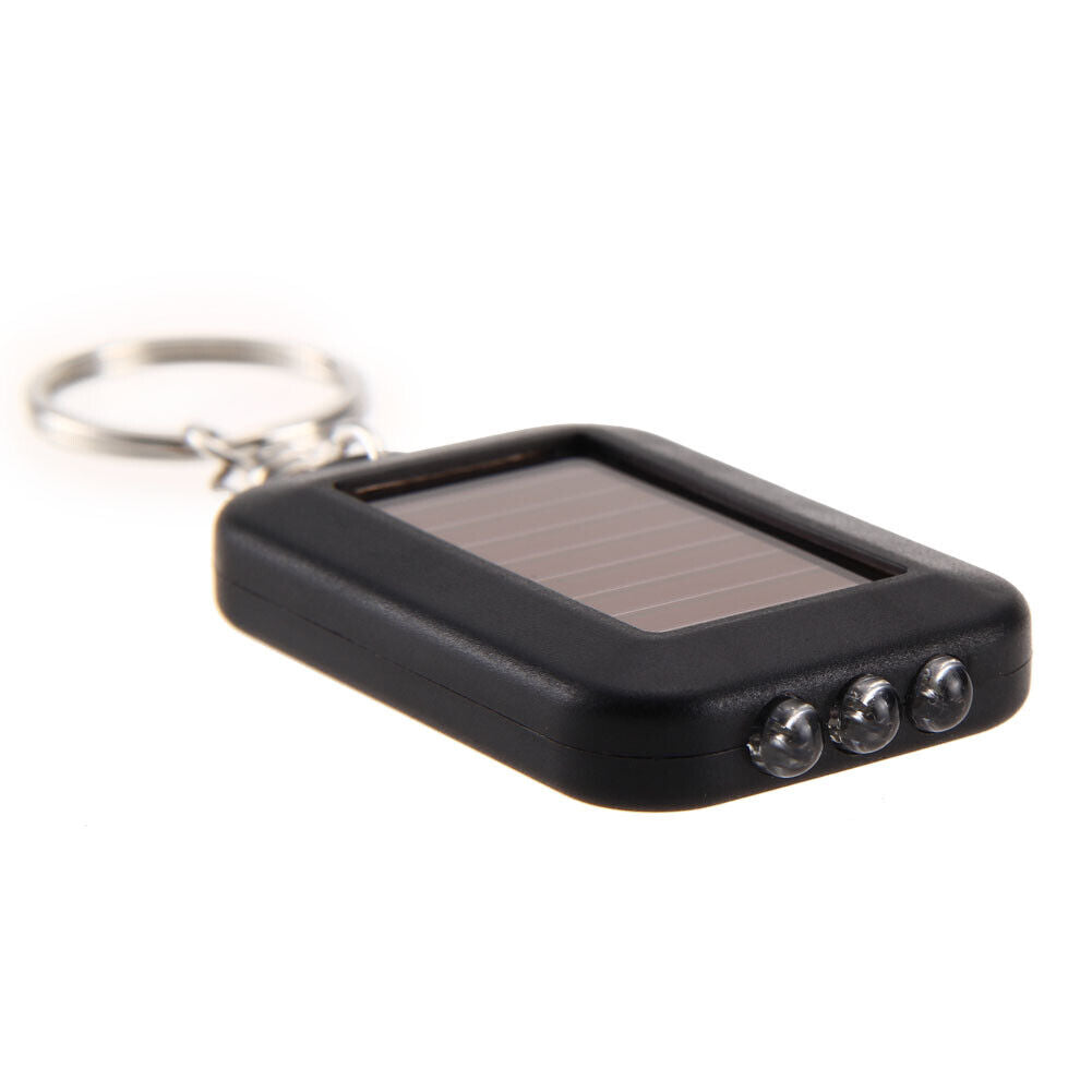 Solar Energy 3 Light LED Electric Torch Key Chain Accessory Black